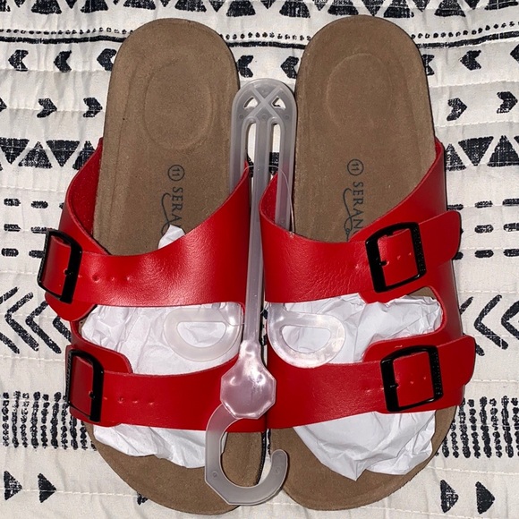NWT Red Dual Buckle Sandals - Picture 3 of 8